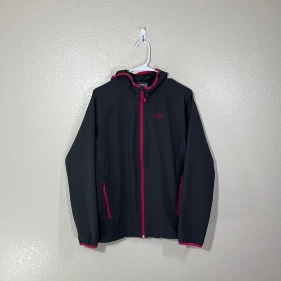 Jack Wolfskin Jacket Womens XL Flexsheild Softshell Full Zip Gray Pink Stretch - Picture 1 of 8